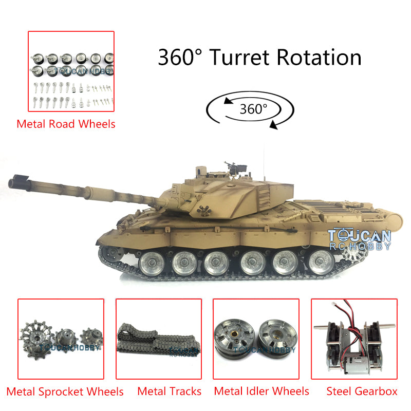 IN STOCK Henglong 1:16 Challenger II RTR RC Tank Model TK7.0 3908 360 Degrees Turret Steel Gearbox Metal Tracks Idlers Sprockets Road Wheels