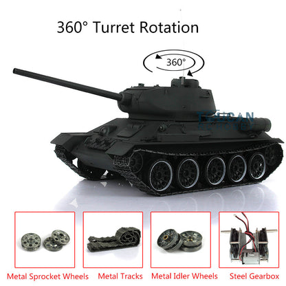 2.4Ghz Henglong 1:16 7.0 Upgrade Soviet T34-85 RTR RC Tank 3909 360 Degrees Turret Electric Model Metal Tracks Sprockets