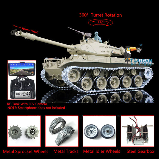 Henglong 1/16 Customized RC Tank Model 3839 Walker Bulldog RTR Tank Model w/ 360 Degrees Rotating Turret FPV Phone Holder Sound Effect