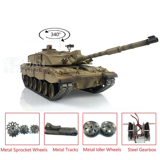 US Warehouse 1/16 7.0 Henglong Upgraded Challenger II RTR RC Tank Radio Controlled 3908 Infrared System Metal Tracks Sprockets Idler