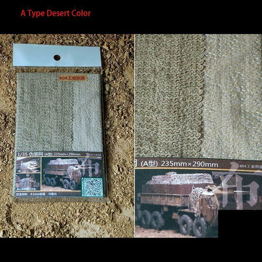 US Warehouse 1/35 Scale Nylon Camouflage Net A Desert for Tiger Sherman German Military RC Tank Vehicle DIY Models